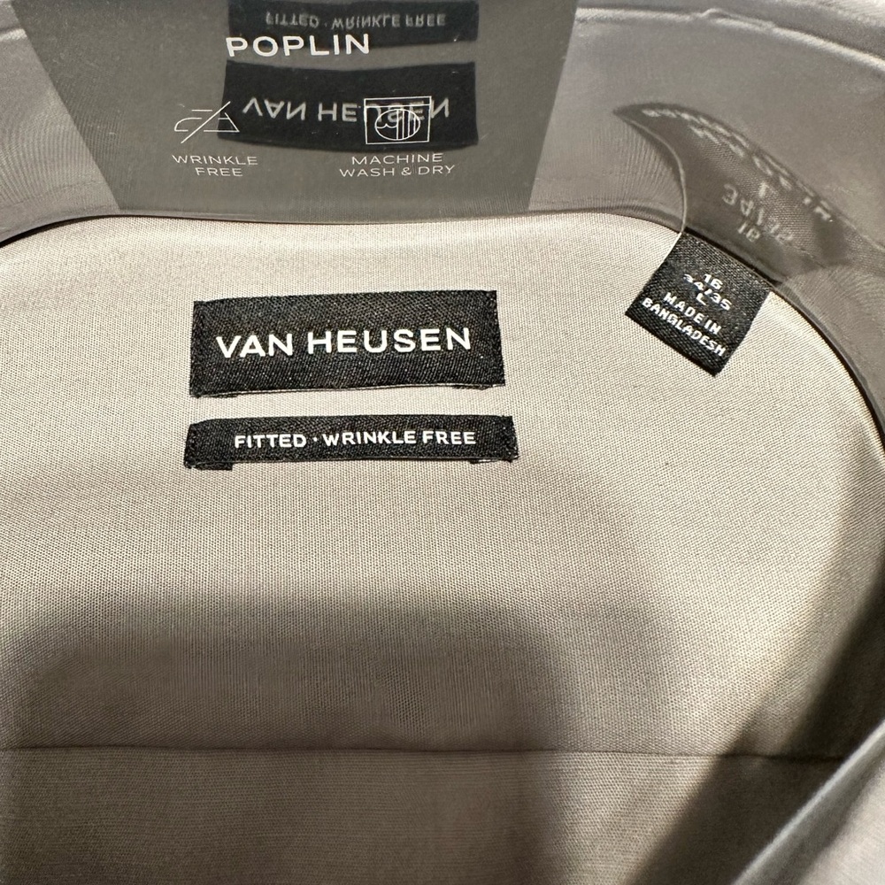 Van Heusen Light Gray Fitted Shirt L 34/35